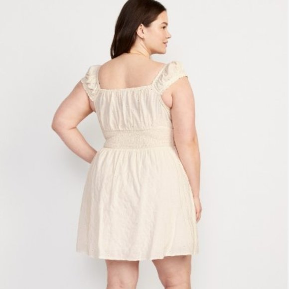 Waist-Defined Floral-Eyelet Mini Dress for Women - Picture 2 of 2